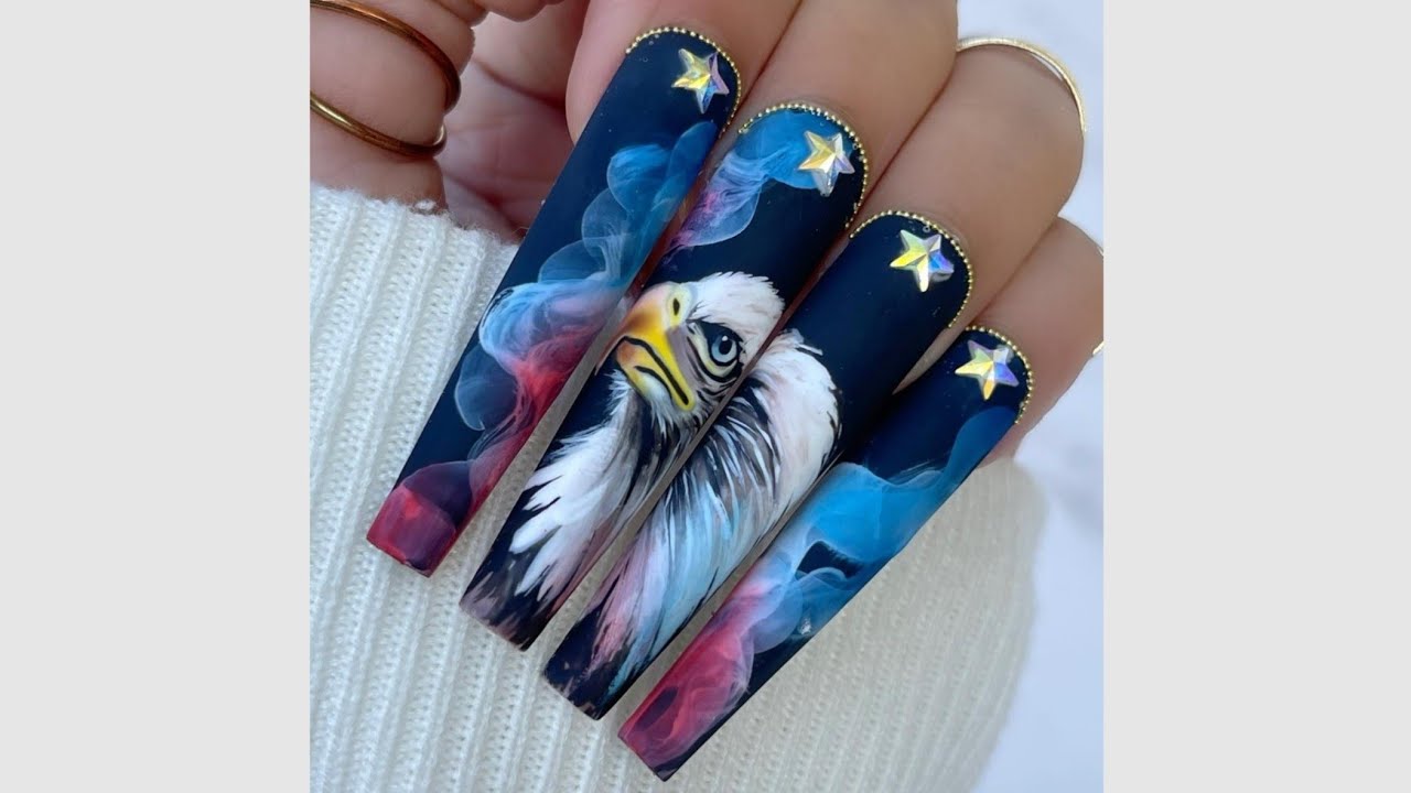 𝟰𝙩𝙝 𝙅𝙪𝙡𝙮 𝘼𝙢𝙚𝙧𝙞𝙘𝙖𝙣 𝙀𝙖𝙜𝙡𝙚 Portrait Nail Art Tutorial