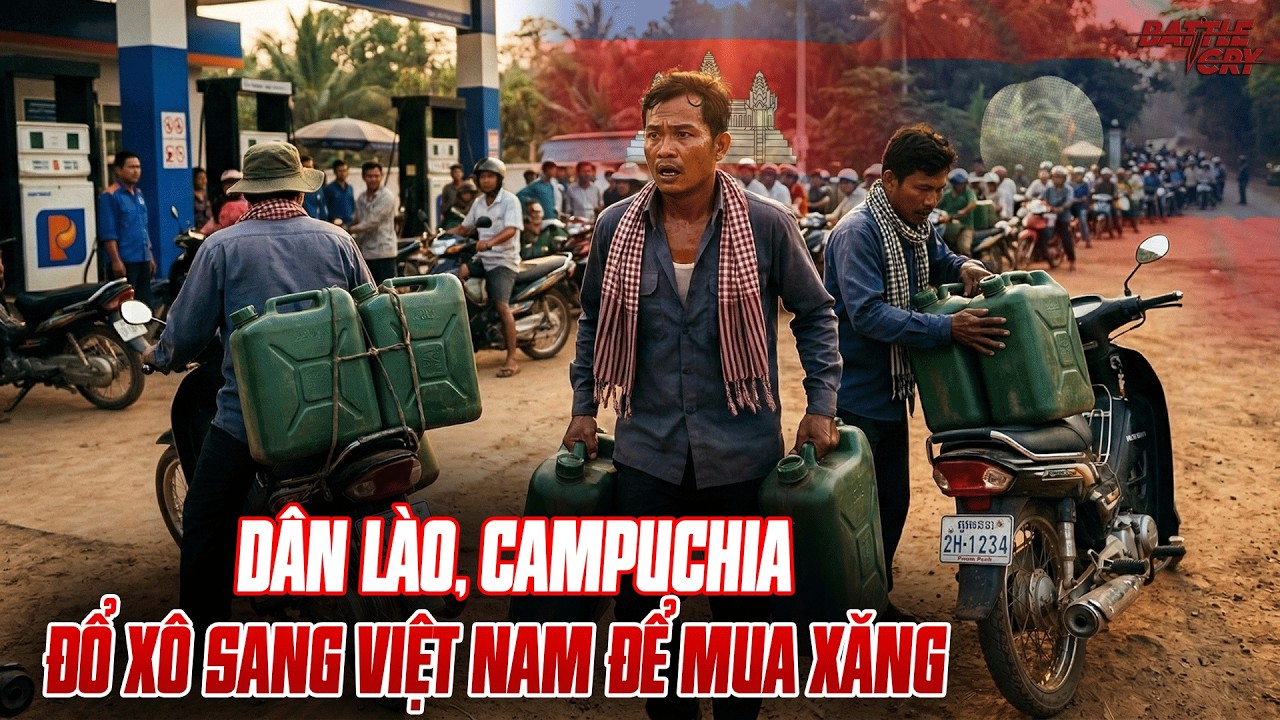 GIÁ XĂNG DẦU TĂNG KHỦNG KHIẾP: DÂN LÀO, CAMPUCHIA HOẢNG LOẠN CHẠY SANG VIỆT NAM MUA XĂNG ĐỂ SINH TỒN