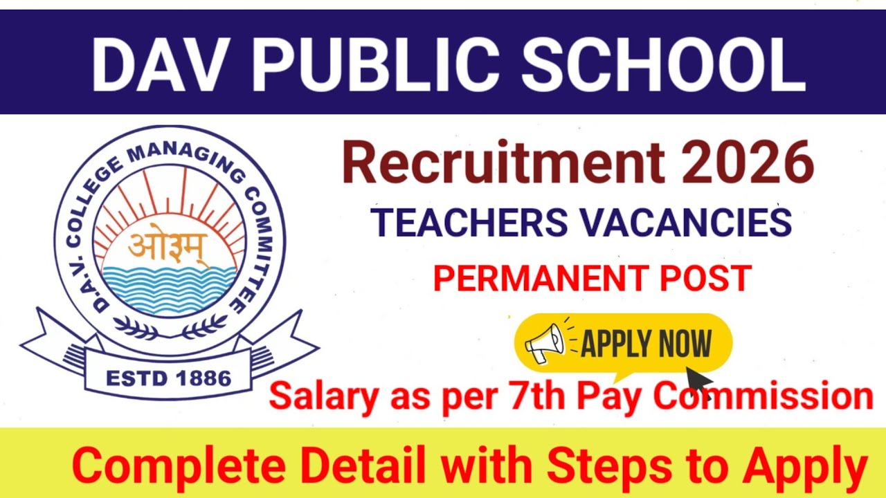 DAV Public School Teacher Vacancy 2026 | PGT TGT PRT Job #davschoolvacancy #pgtjobs #tgtjobs #prtjob