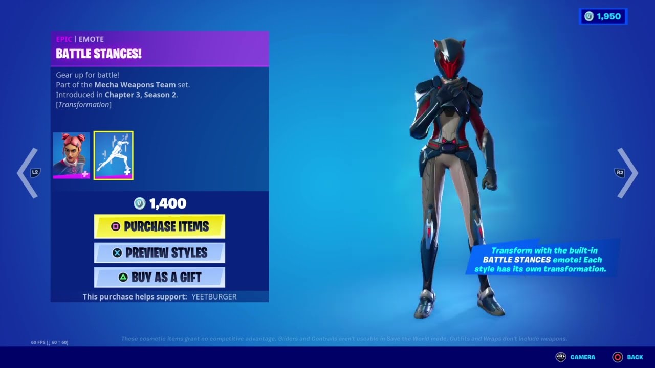 Fortnite Battle Stances Emote [ Mecha Weapons Team set ]