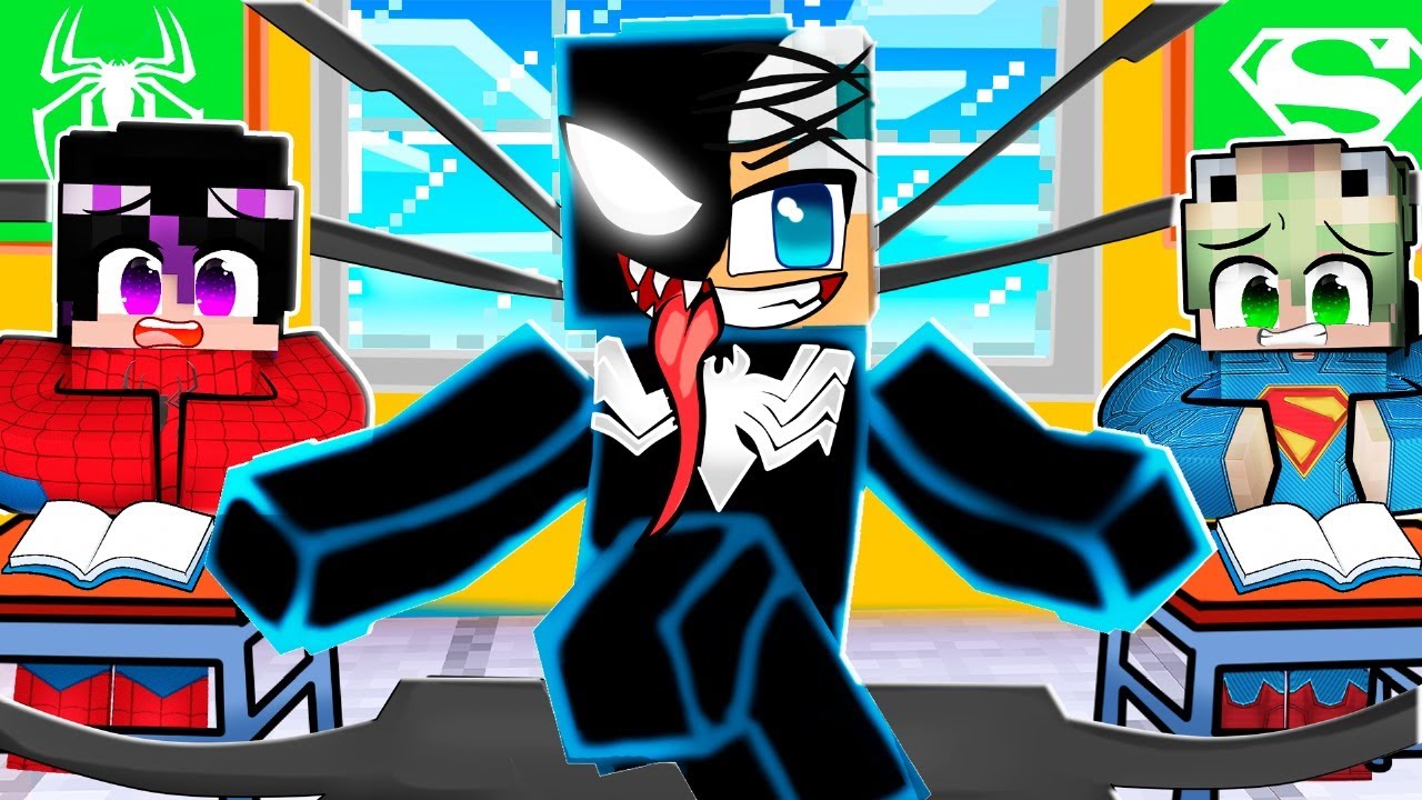SOU O UNICO VILÃO na ESCOLA DE HEROIS do Minecraft