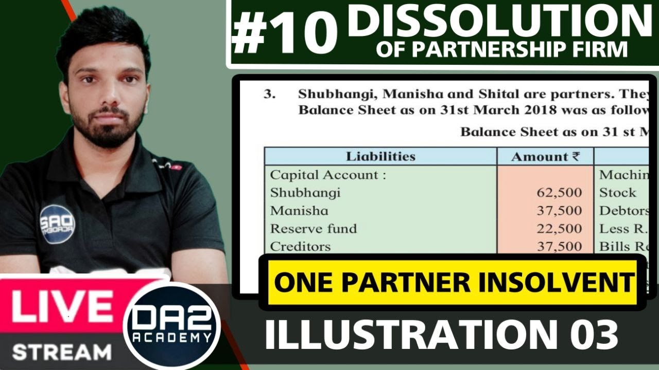 illustration 03 | one partner insolvent | 12 accounts dissolution of partnership firm | da2 academy