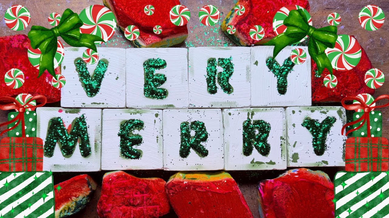 Split Dyed Green and Red Jumbo Unpolished w/ Silky Soft Fresh Chalk | ASMR | #oddlysatisfying 🎄