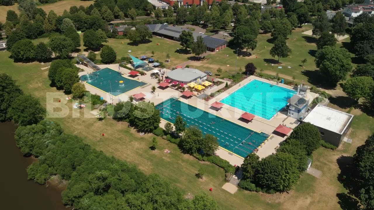 Rosenbad Fulda - Stockfootage Luftaufnahmen Aerial 4K