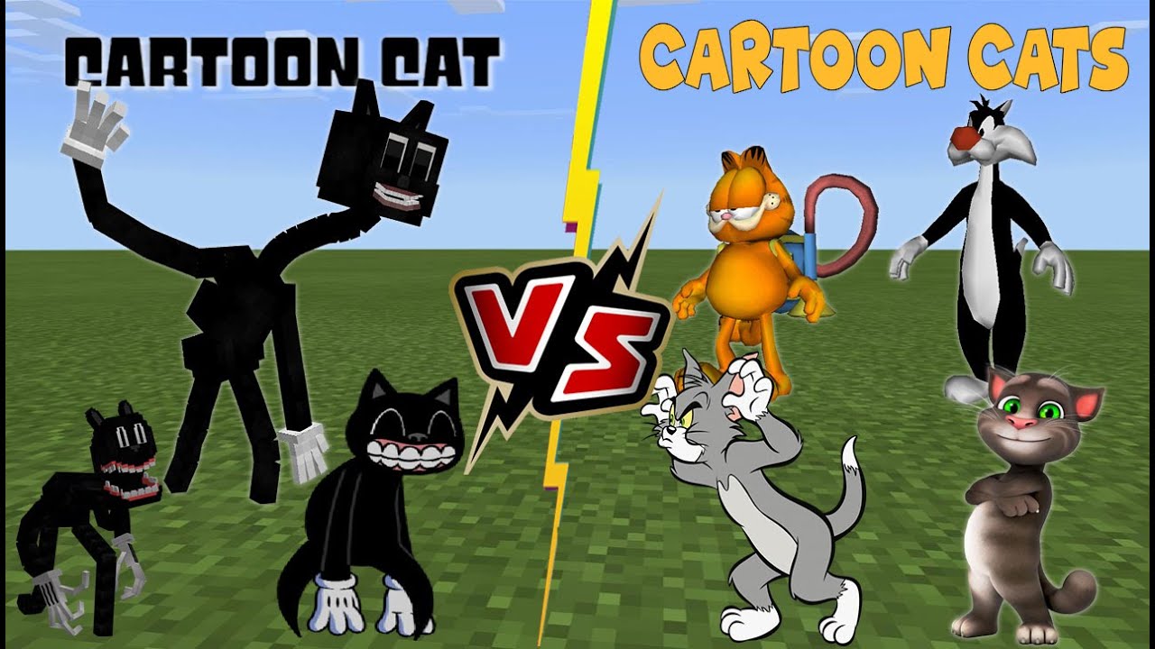 Cartoon Cat VS CURSED Cartoon Cats (Talking Tom, Sylvester, Garfield, Tom) Minecraft PE