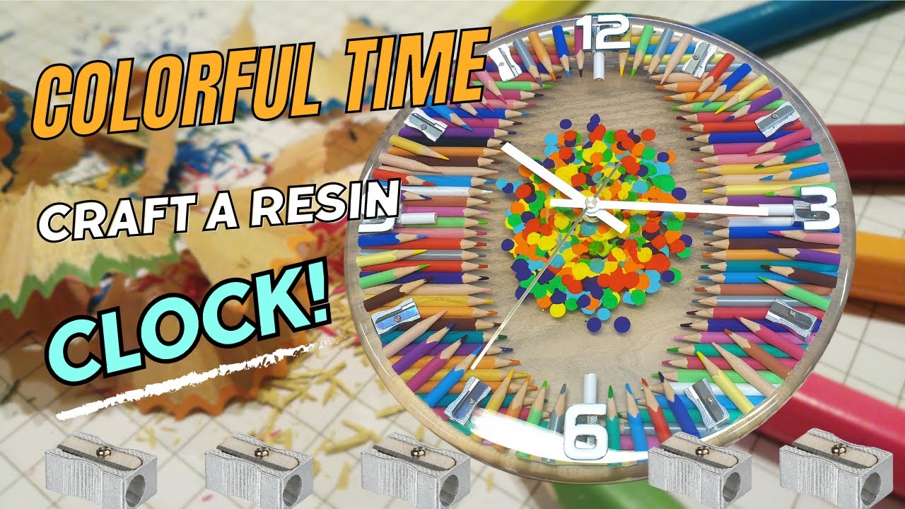 DIY Handcrafted Epoxy Resin Clock with Colored Pencils