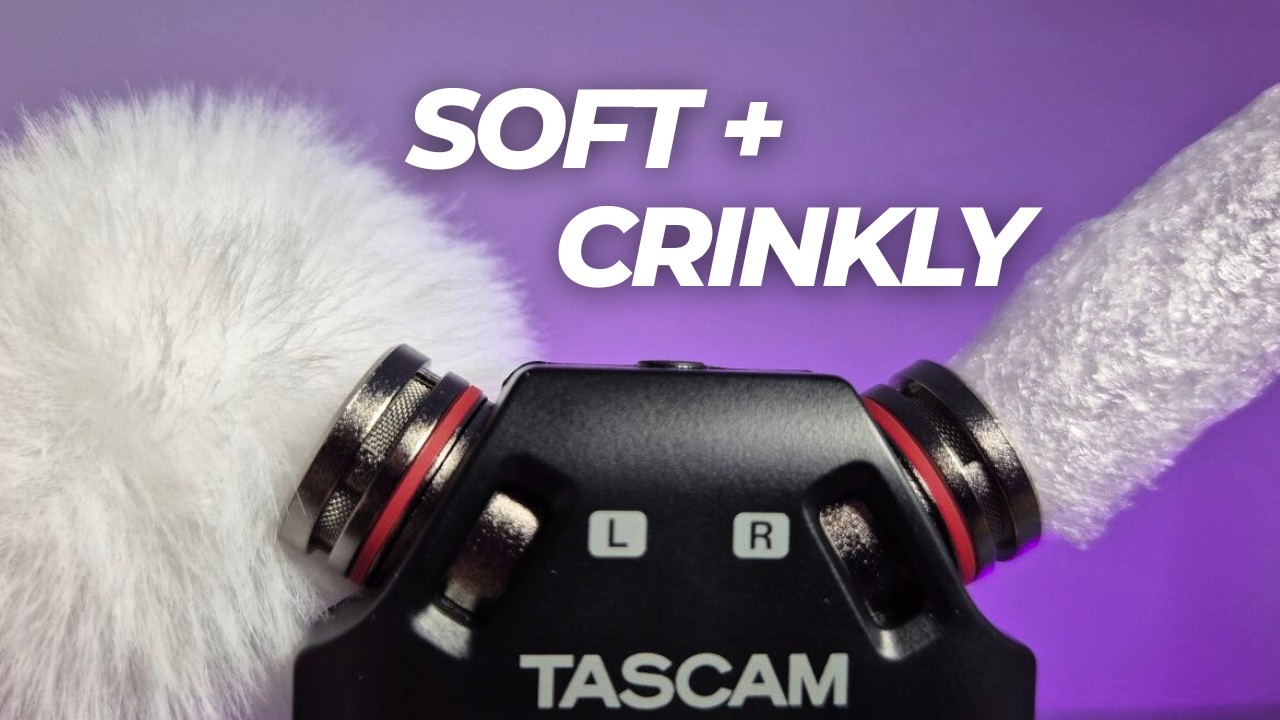 ASMR Crinkle Sounds on Tascam | Foam Peanuts, Fluffy Pompoms & Sponges