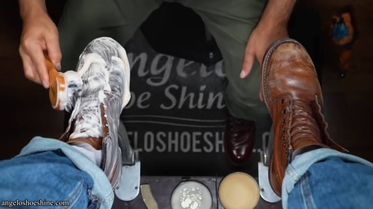 WORN OUT BOOTS GET RESTORED!!! | Angelo Shoe Shine ASMR