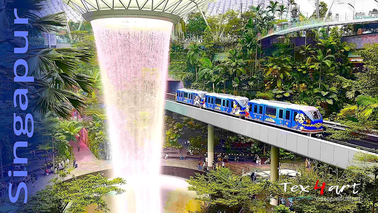 Singapur - Höchster Indoor-Wasserfall der Welt. 4K UHD