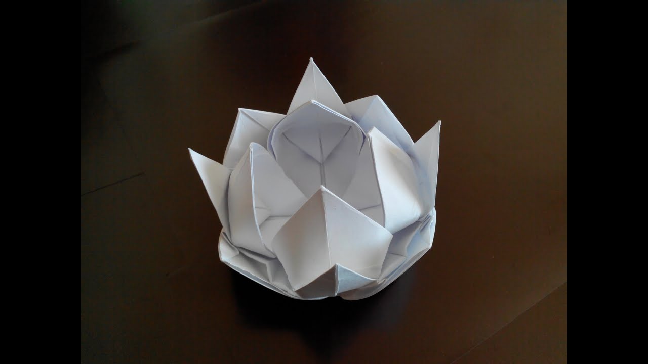 Цветок лотоса оригами, 12 лепестков, (Вариант 2); The lotus flower origami, 12 petals, (Option 2)