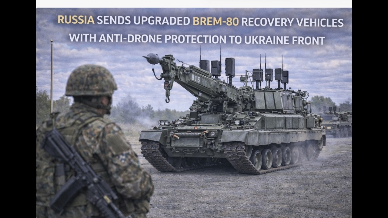 Russia Sends Upgraded BREM-80 Recovery Vehicles with Anti-Drone Protection to Ukraine Front