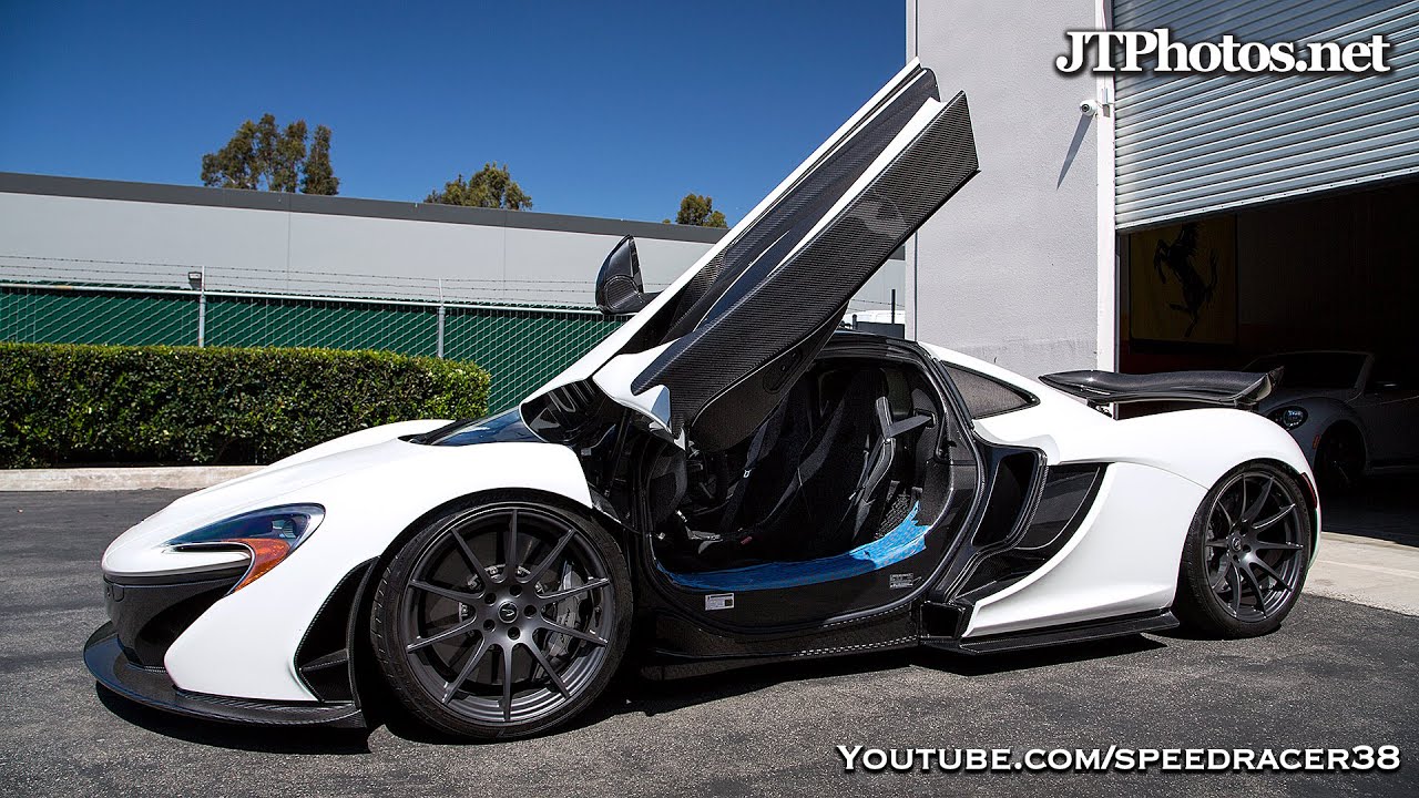 Brand new pearl white McLaren P1 going for a drive