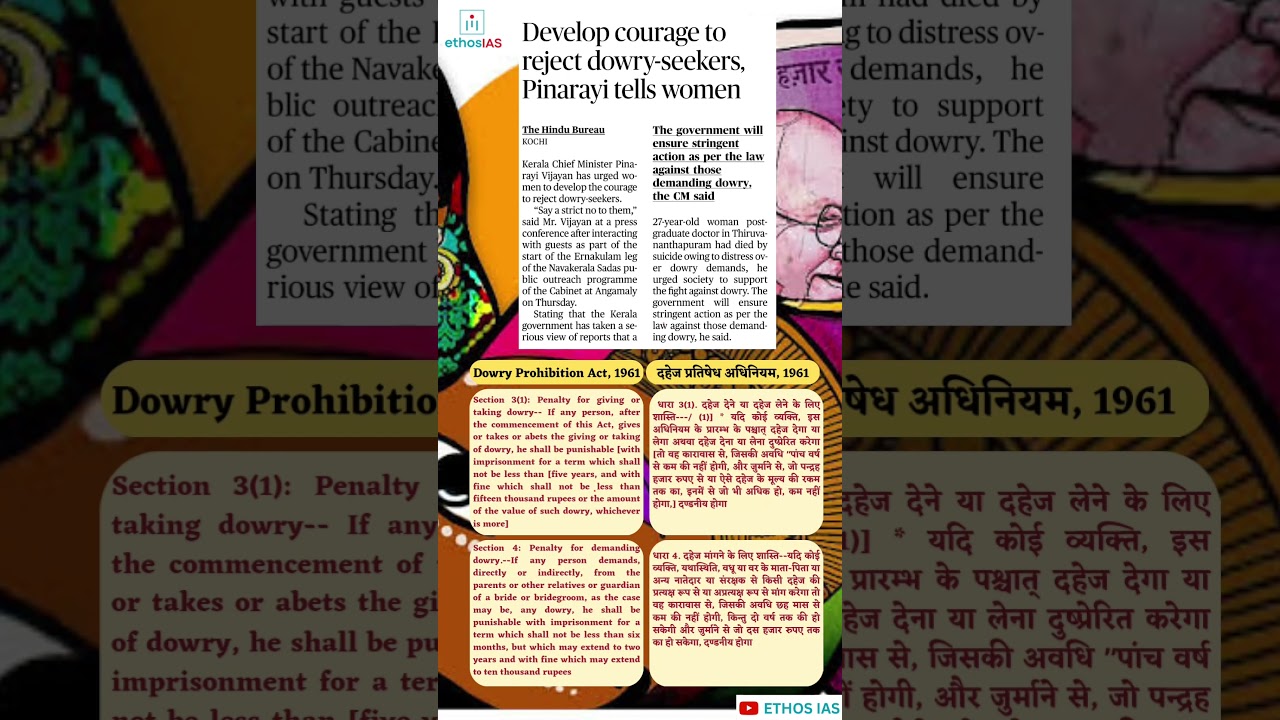 Crime against women| Dowry death in Kerala #UPSC #Mains #PCS #Kerala #GSI #GSIV #DowryProhibitionAct