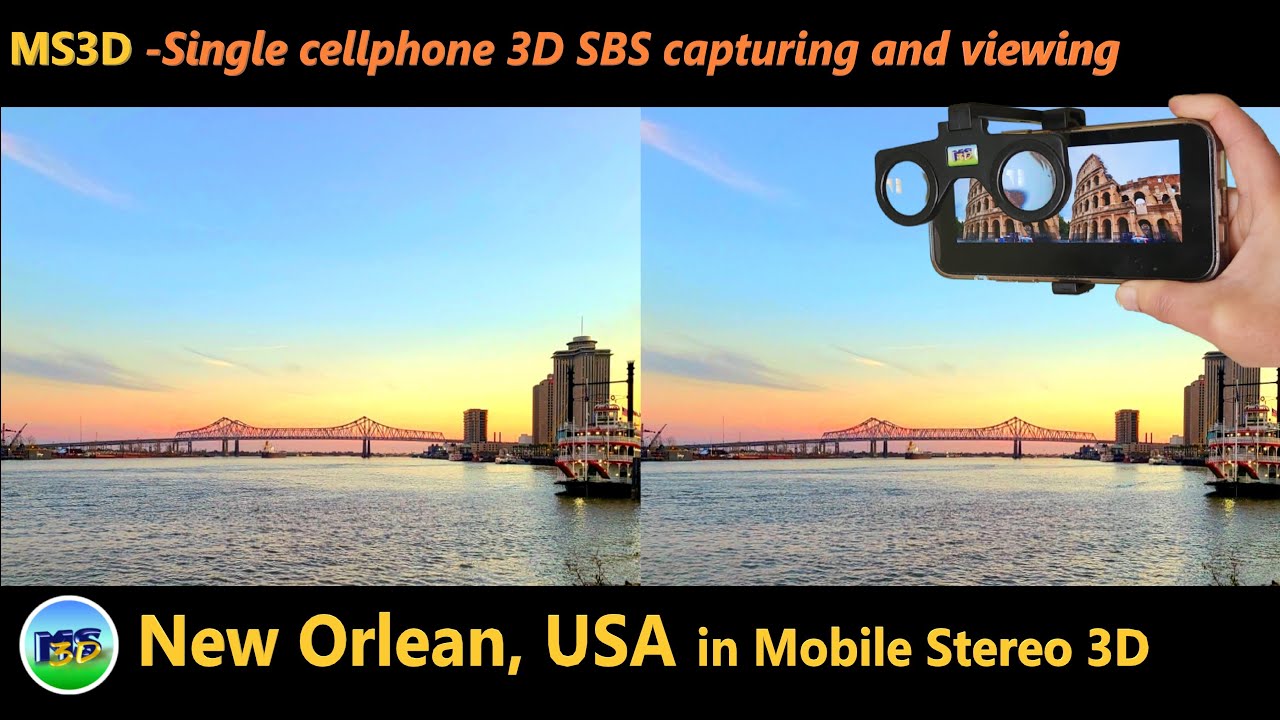 New Orleans, USA in VR/3D SBS (Captured by single cellphone using MS3D ChaCha app & MS3D glasses)