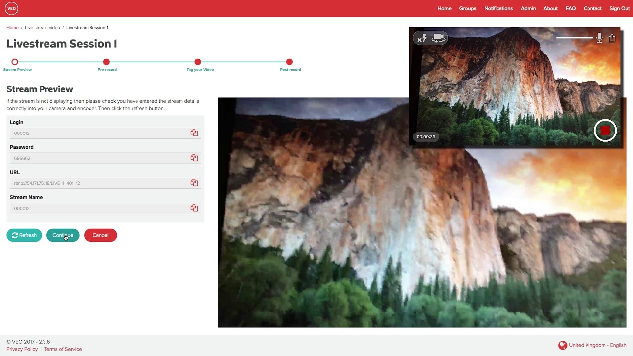 VEO Livestreaming - Getting Started