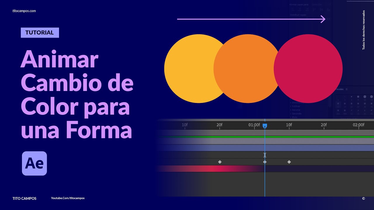 Como animar un CAMBIO DE COLOR de una forma u objeto en After Effects - Proceso paso a paso fácil.
