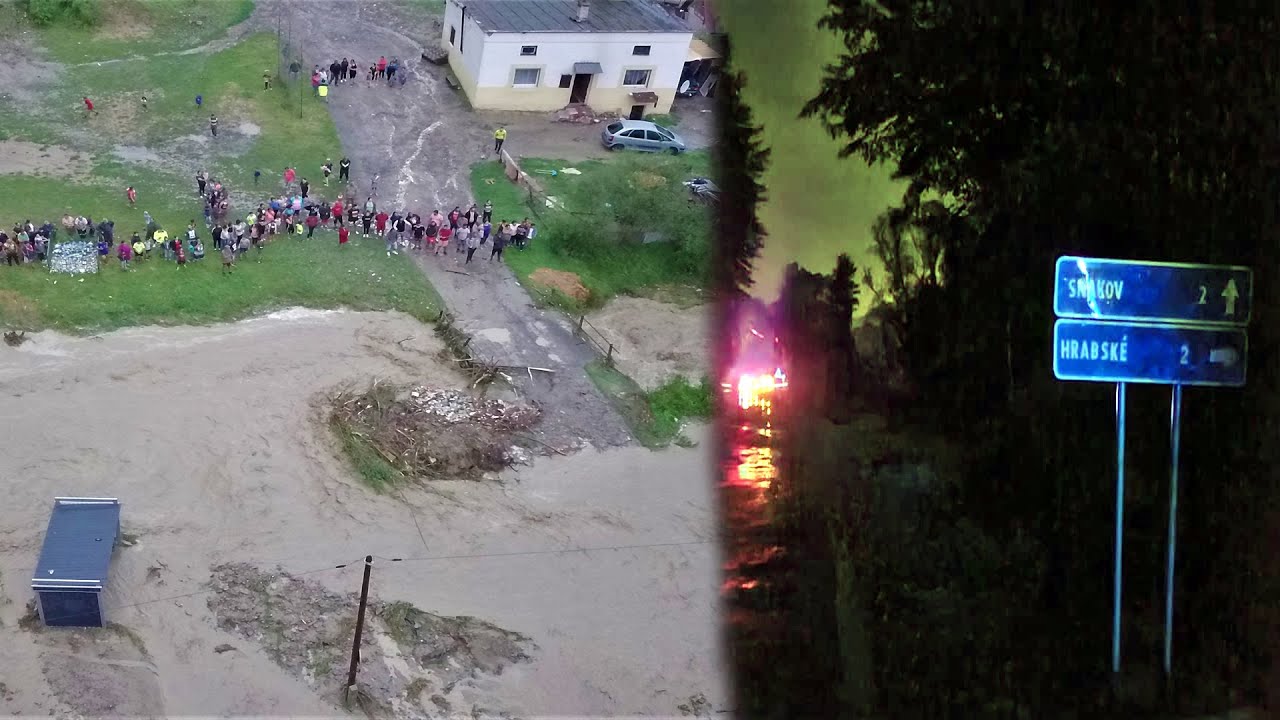 Pred 5 hodinami v obci Hrabské. Voda sa valila Rozvodneným potokom nekontrolovateľnou rýchlosťou,