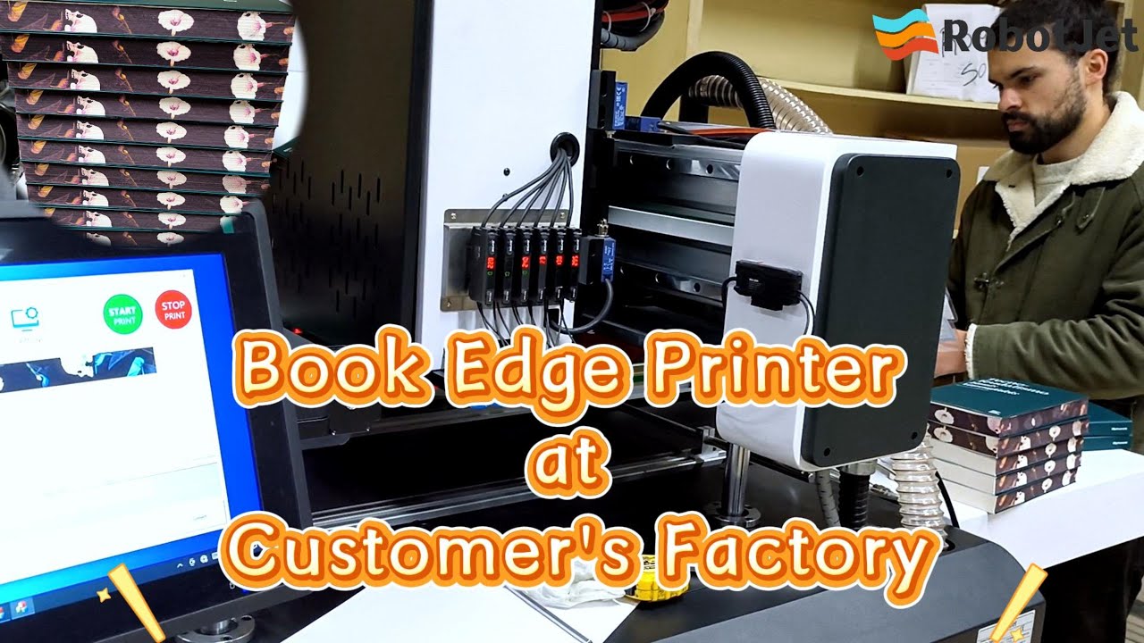 Book Edge Printer at Customer's Factory: RobotJet book edge single pass digital printer? #printing