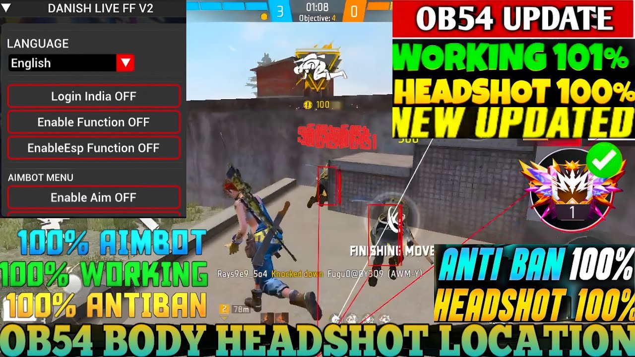 OB54 HACK ✅ Free Fire Headshot Hack Free fire Mod Menu Apk Autokill + fly Hack FF Panel Hack 2026 ❤️