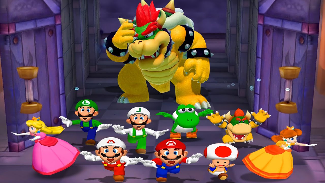 Mario Party Series - All Bowser Minigames Mario Brothers Vs Team Princess | JinnaGaming