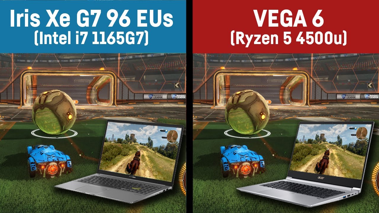 Intel Iris Xe (i7 1165G7) vs VEGA 6 (Ryzen 5 4500u) in 8 games
