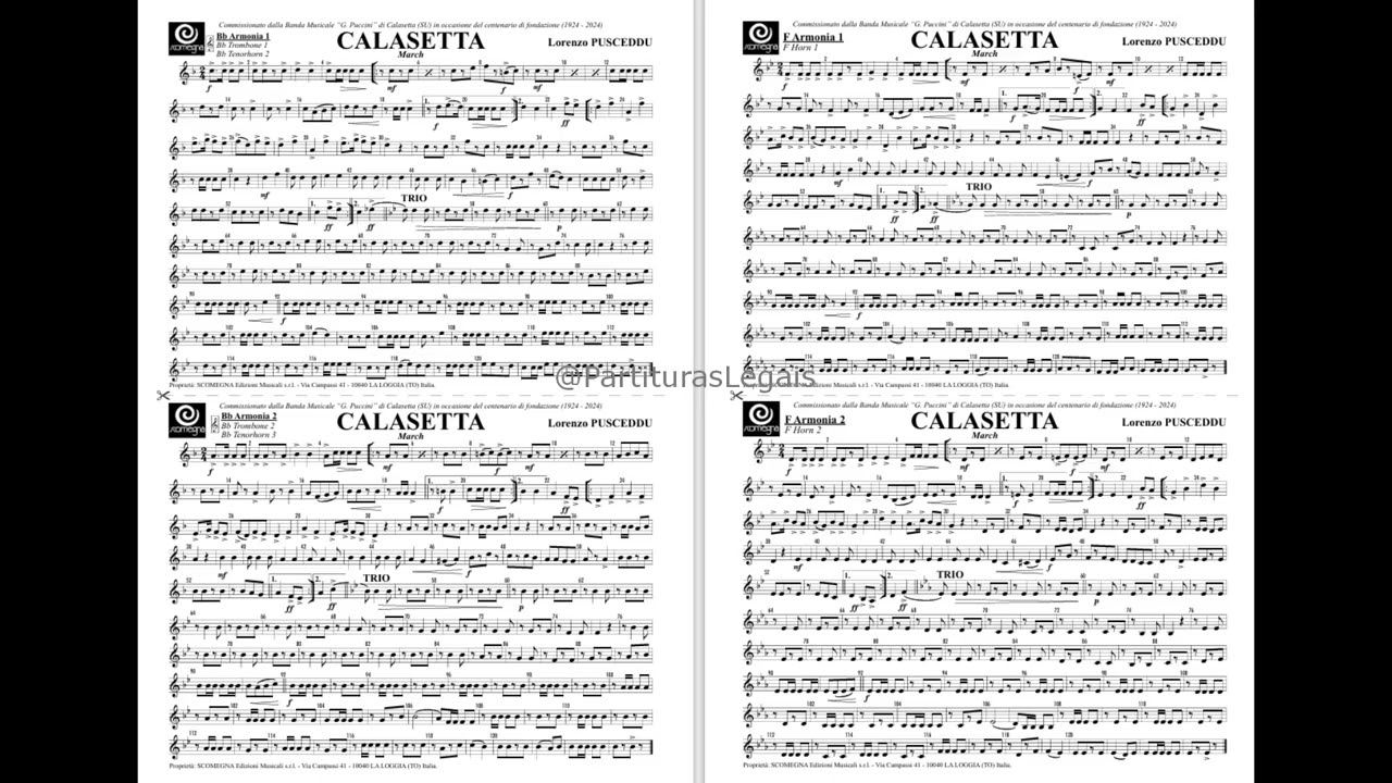 Calasetta - Marcha para Banda Sinfônica - Partitura completa