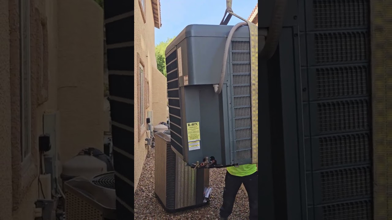 Air Conditioning Installation in Summerlin Using a Crane | Larson Air & Plumbing