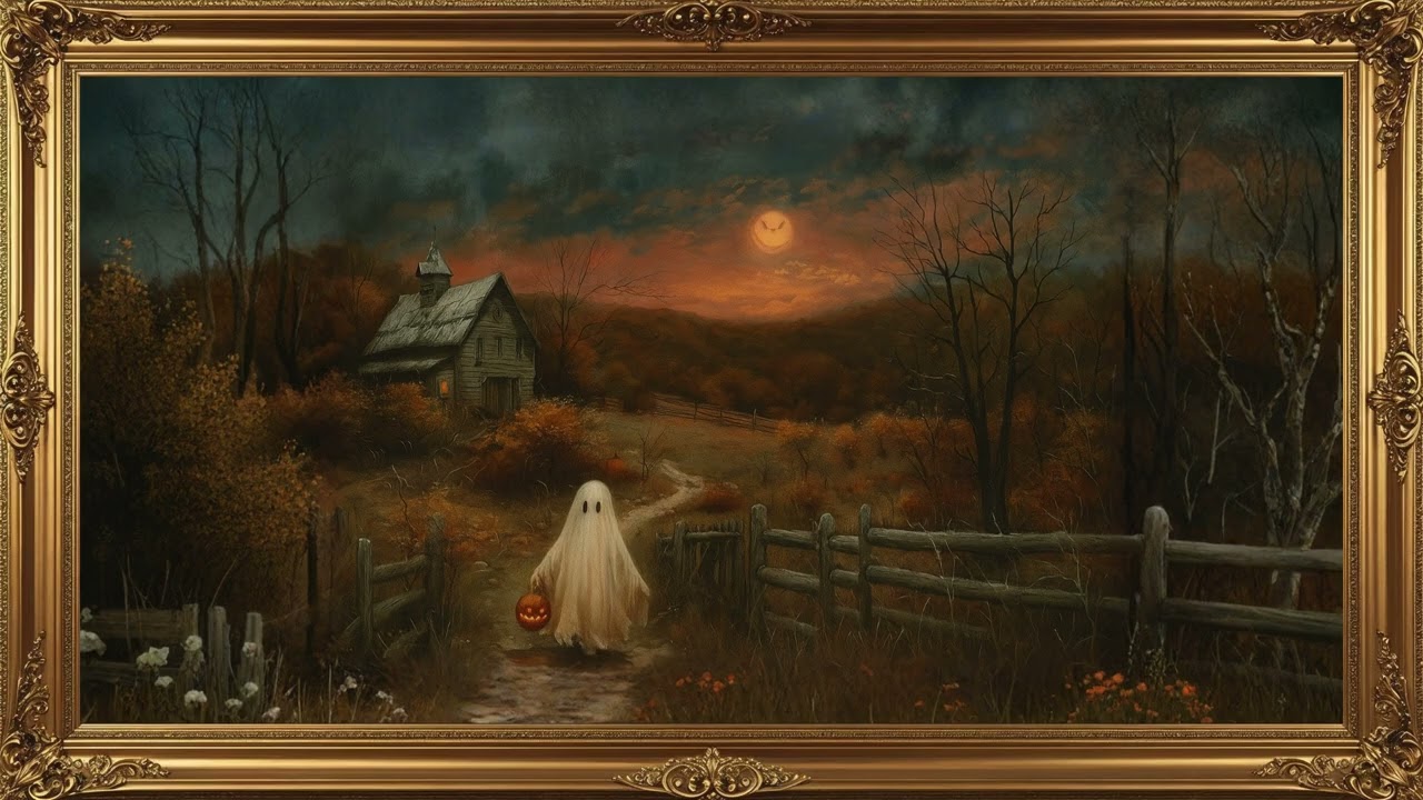 4K Halloween Haunted Farmhouse Ghost Art | Cozy Spooky Halloween Ambience TV Art | Frame Screensaver