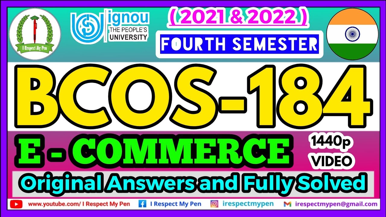 BCOS 184 Solved Assignment 2021-2022 IGNOU Fourth Semester E Commerce IGNOU Solved Assignment 2022