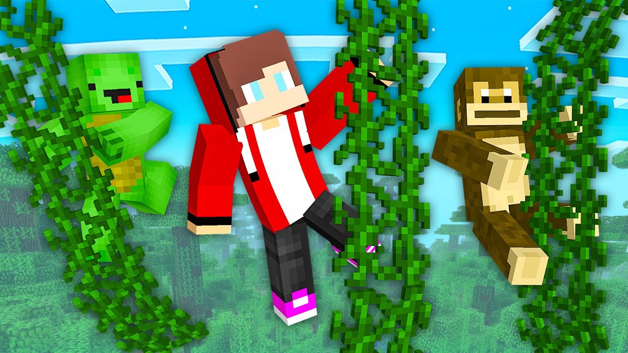 Mikey and JJ in The JUNGLE in Minecraft (Maizen)