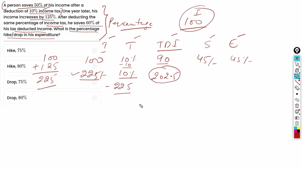 Solve Income, Tax, and Savings Word Problems in 30 Seconds! | Percentage Hike/Drop