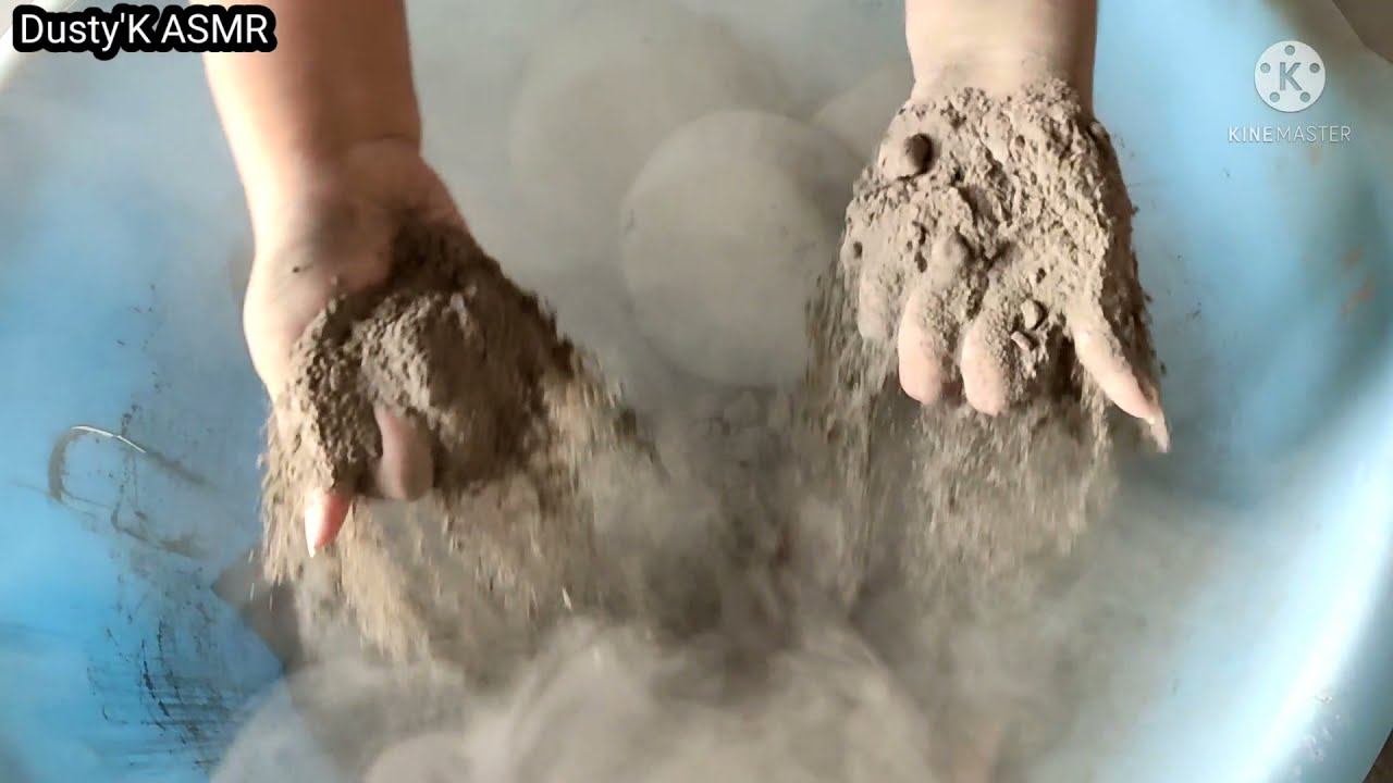 ASMR: soft dusty silky smooth pure cement disks crumble dry+water+sifting