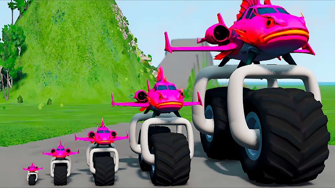 BIG & SMALL CARS vs CROSSING VOLCANOES - BeamNG.drive Extreme Crash Challenge #20
