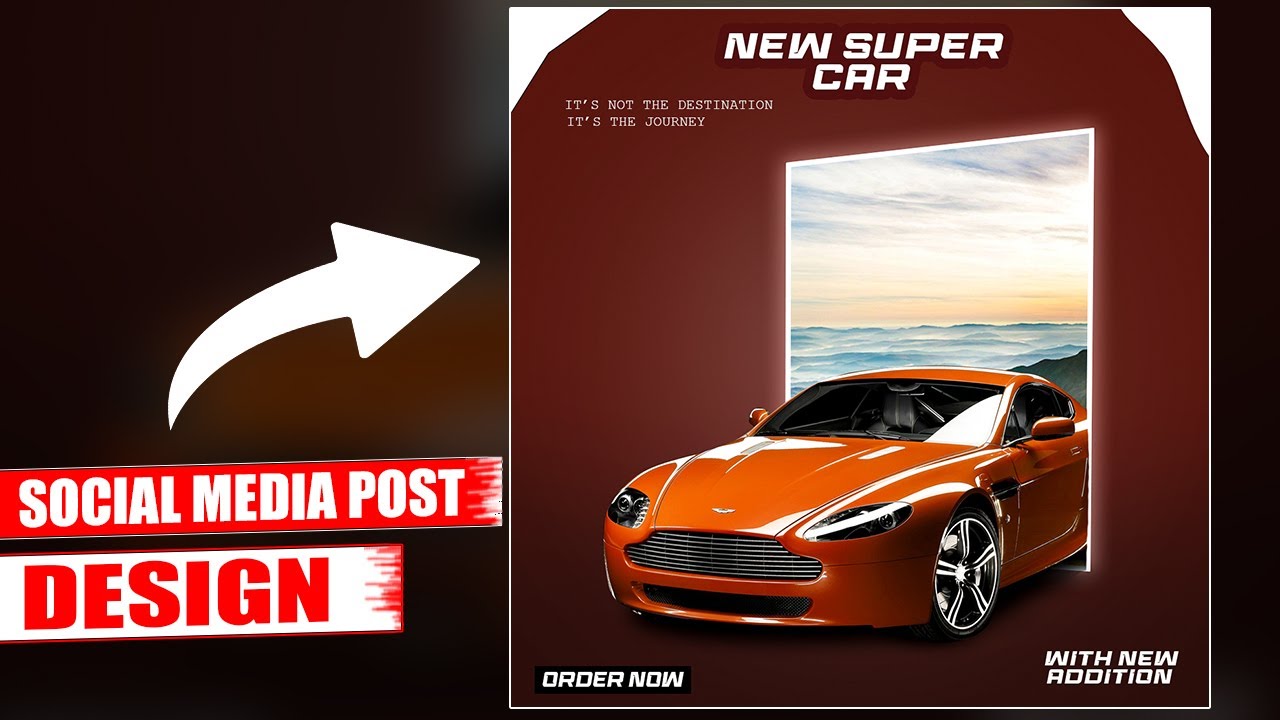 Social media post design  super car poster  how to design social media post Sabiar's design