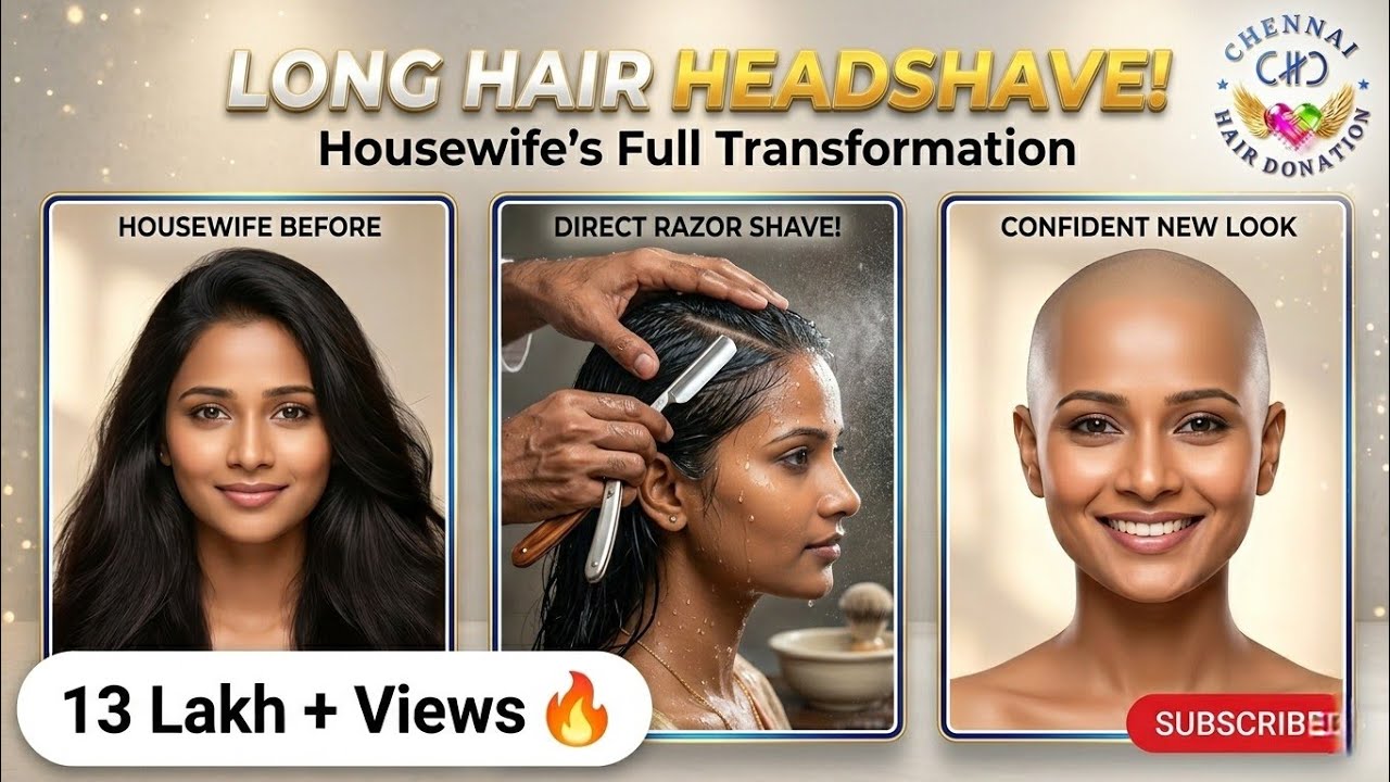 Young Indian Mother Headshave • Long Hair Shave • Mottai • @chennaihairdonation