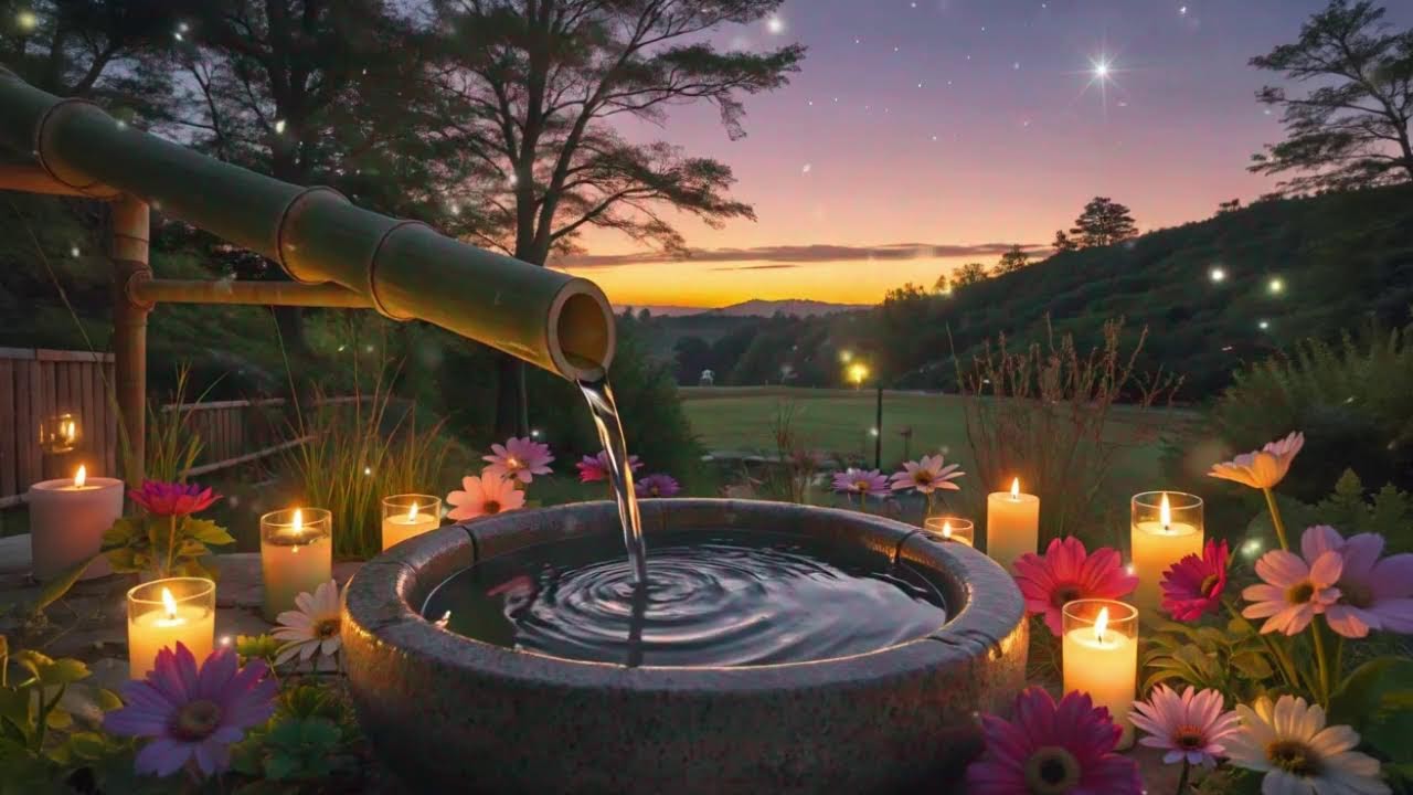 Bamboo Water Fountain & Beautiful Piano Music - Relaxing Music to Sleep In Peace, Meditation Music