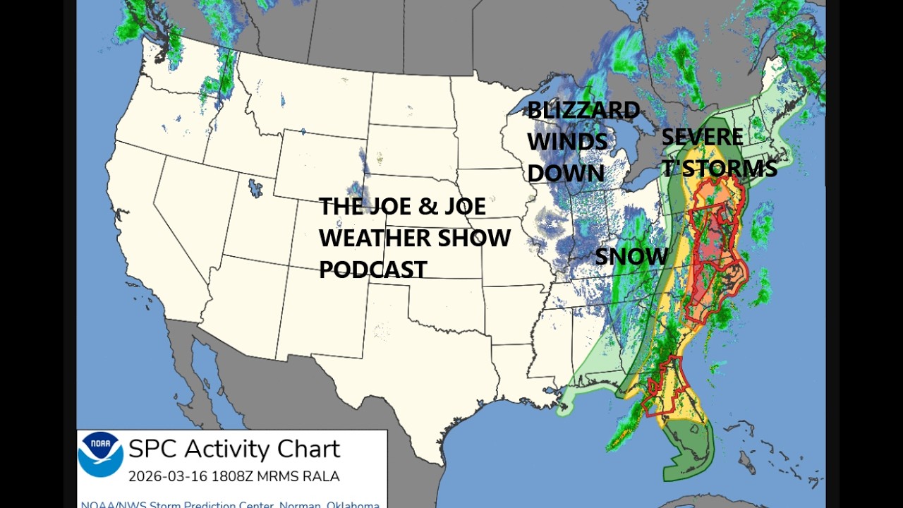 Severe Thunderstorms & Tornadoes As A Cold Front Moves Across the Eastern US Followed By Colder Air