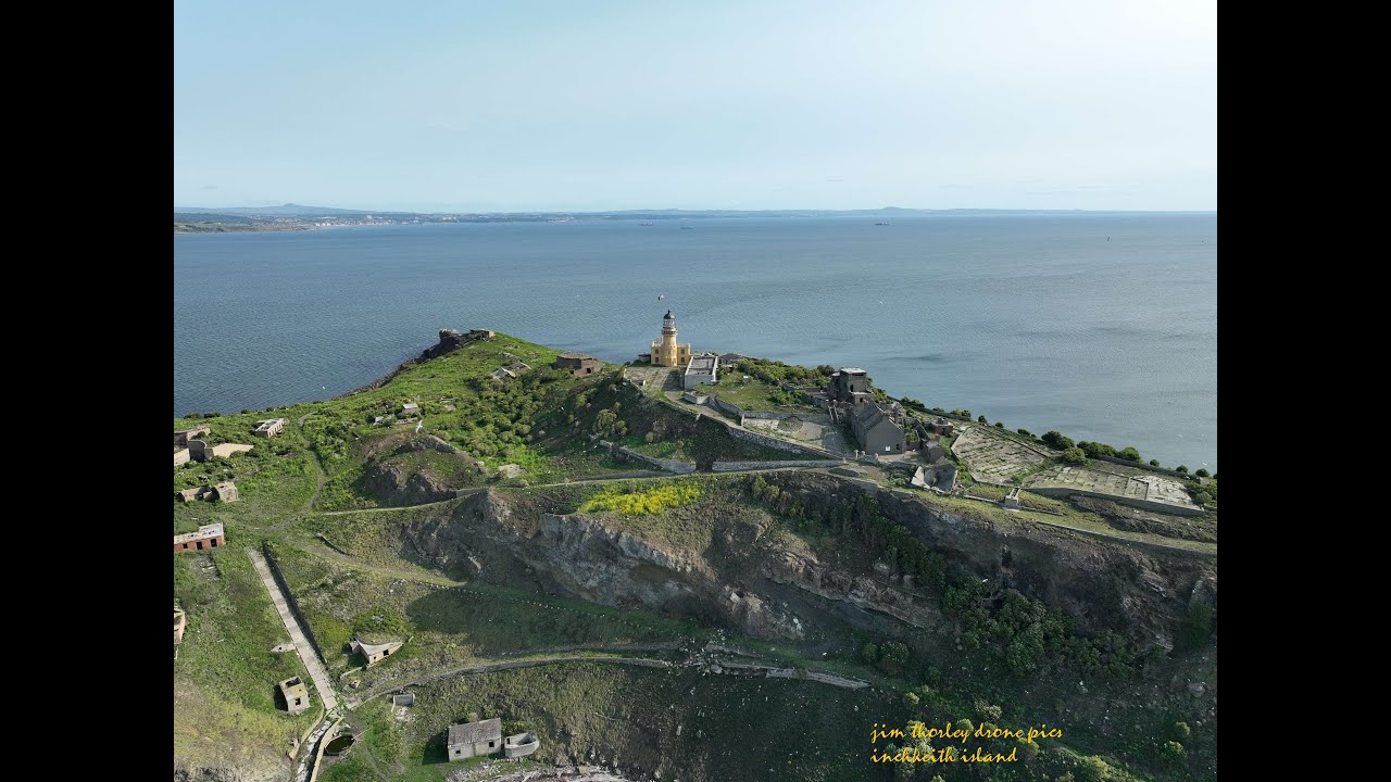 mavic 3 explore of inchkeith and its many world war 2 buildings from above