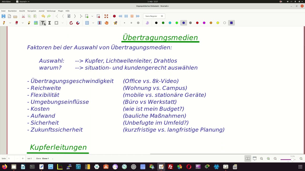 Aspekte bei der Auswahl von Übertragungsmedien - LF 3