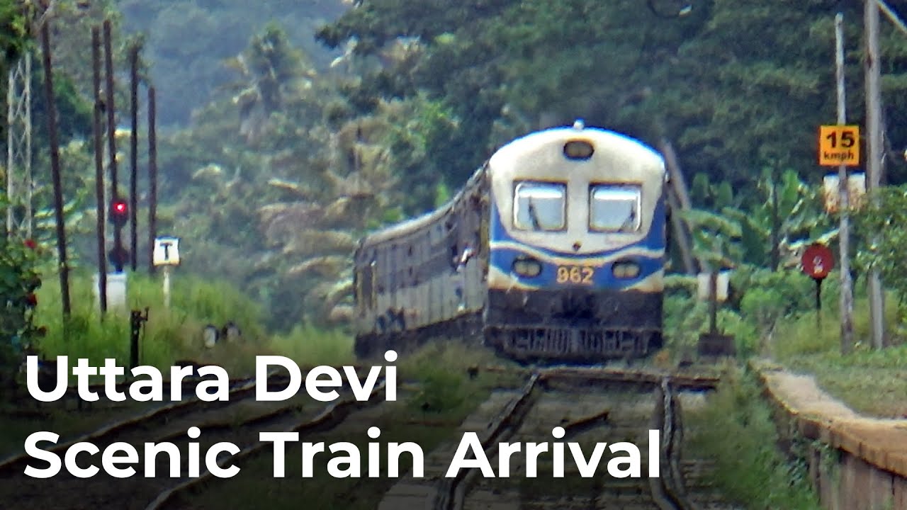 Uttara Devi Scenic Train Arrival at Polgahawela Railway Station in Sri Lanka