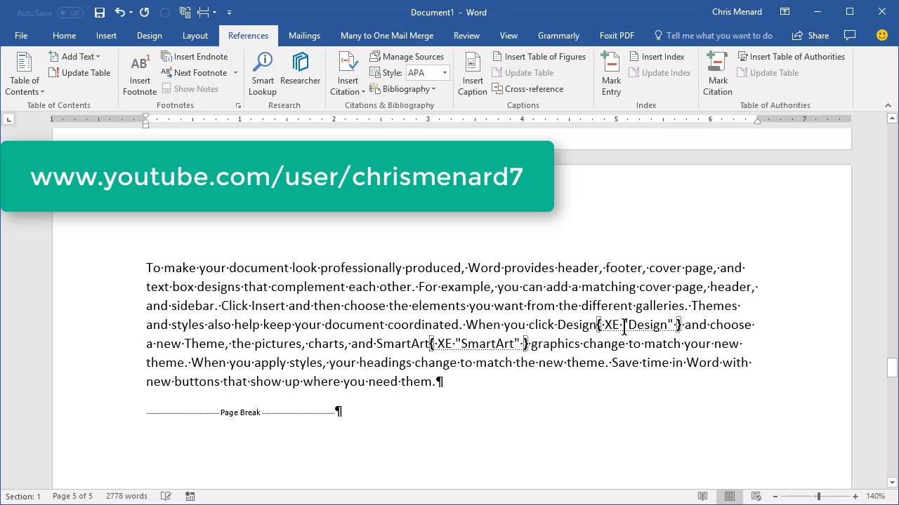 Build an index in Word using a concordance file by Chris Menard