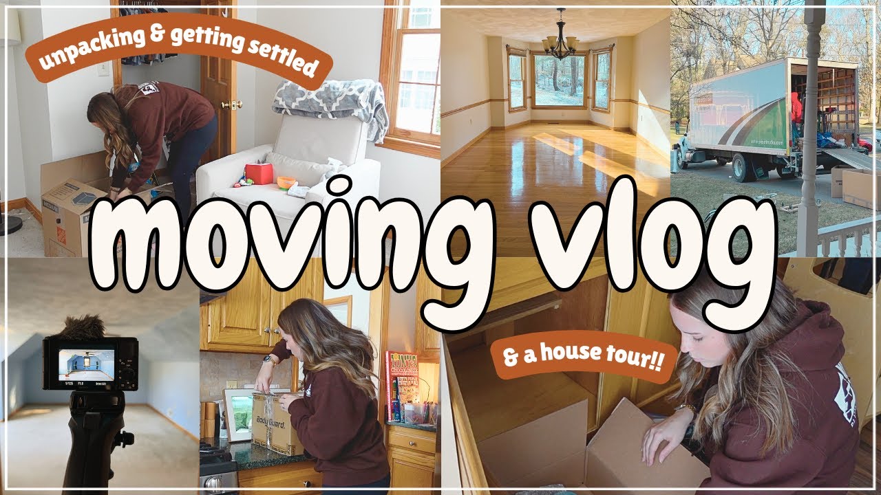 NEW HOUSE! Moving vlog, house tour, lots of cleaning & unpacking / Setting up & settling in!!