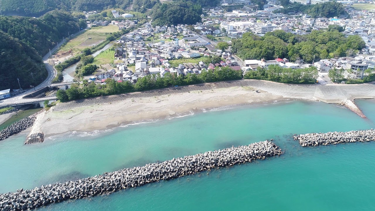 【高知・空撮】黒潮本陣と道の駅「なかとさ」と久礼八幡宮付近の空撮