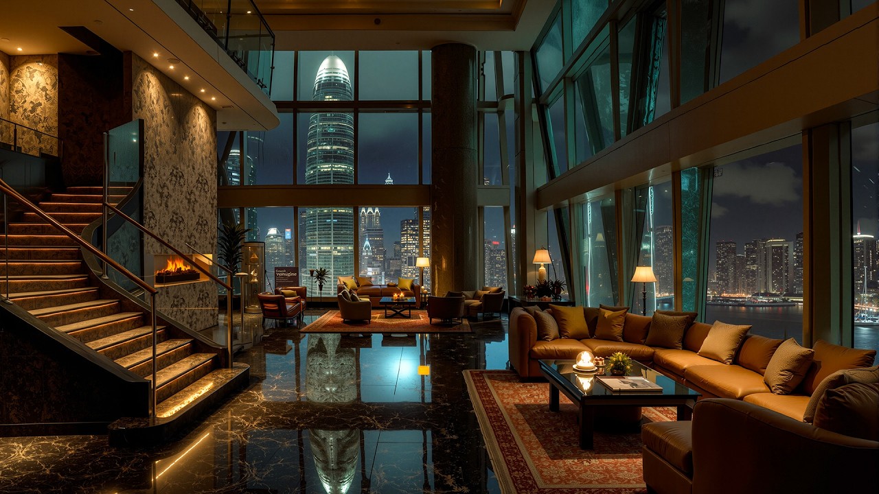 Gentle Jazz Music For Relaxation - Soothing Jazz In A Luxury Apartment Overlooking The City At Night