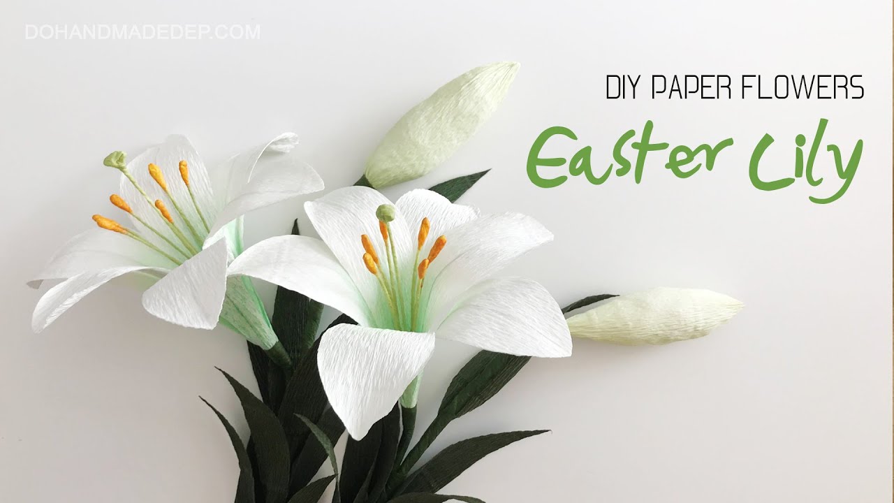 Cách Làm Hoa Loa Kèn Bằng Giấy Nhún Ý | How To Make Crepe Paper Flowers: Easter Lily