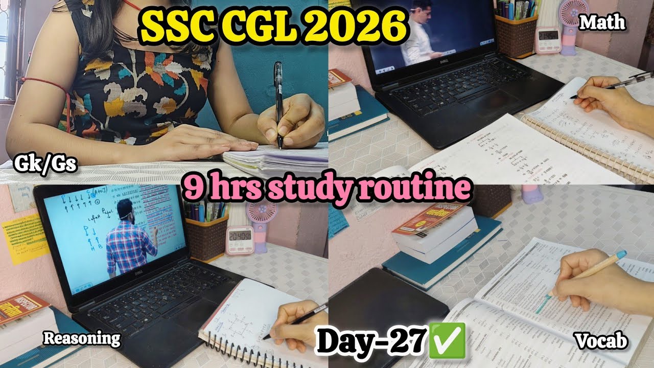 Day-27✅30Days Study Challenge✨SSC CGL 2026📚9 hrs Study routine ll #ssc#ssccgl#studyvlog#sscchsl
