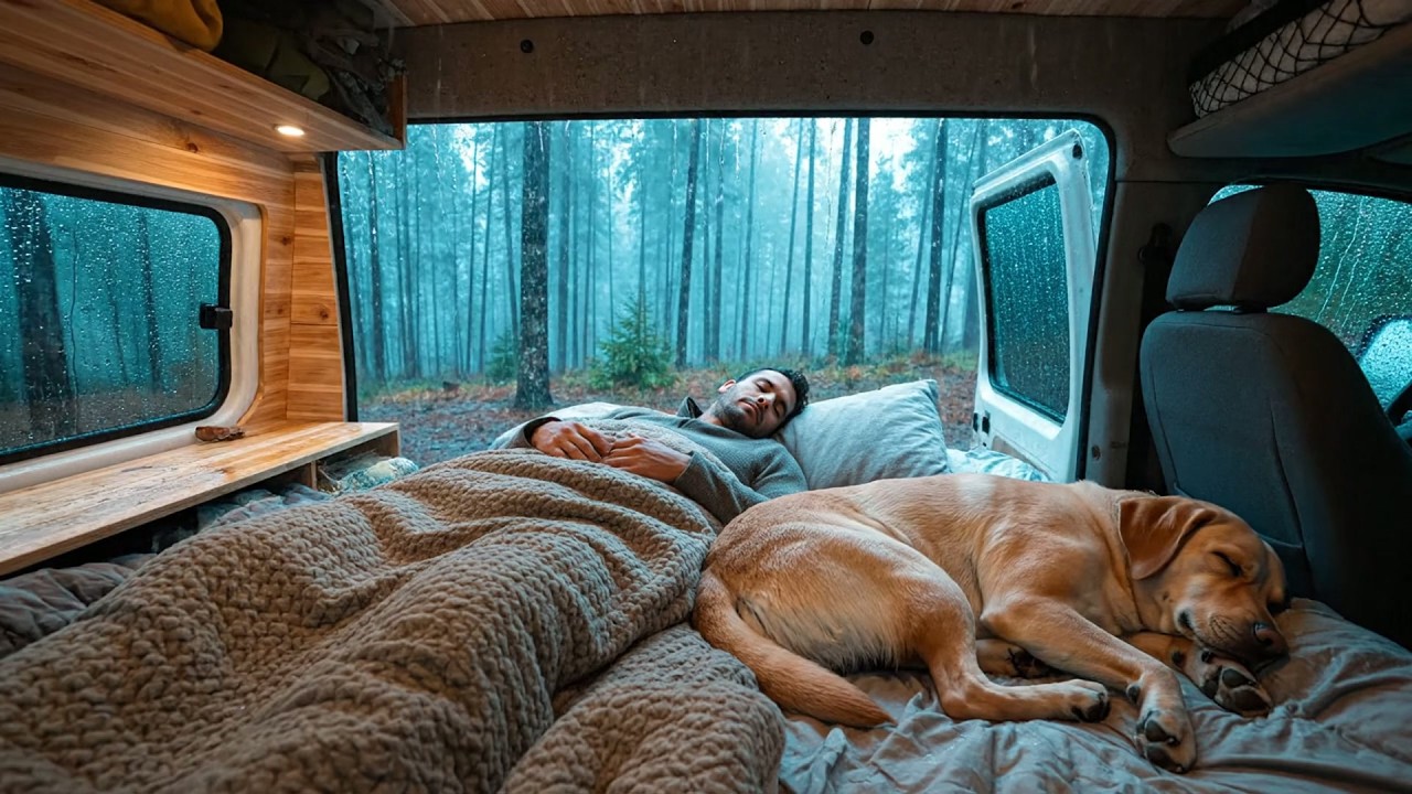 Deep Sleep in 3 Minutes: Heavy Rain & Thunder on Cozy Car Window for Restful Slumber