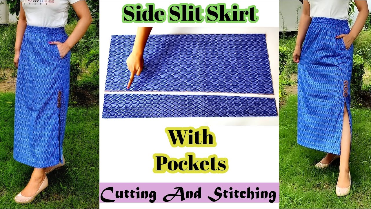 Side Slit Skirt With Pockets Cutting And Stitching | Straight Skirt | English Subtitles
