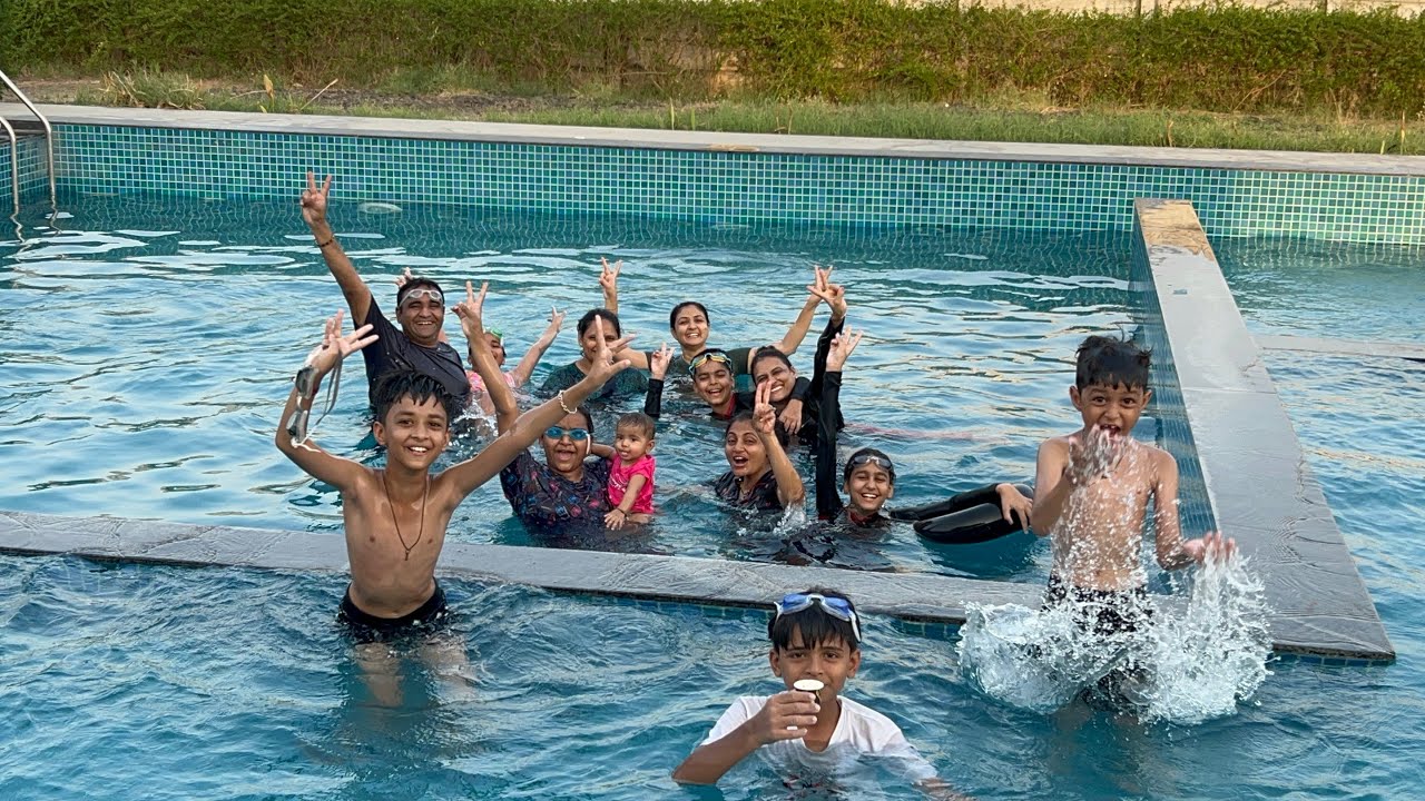 Enjoy swimming at farm house #swimmingpool #familyvlog 