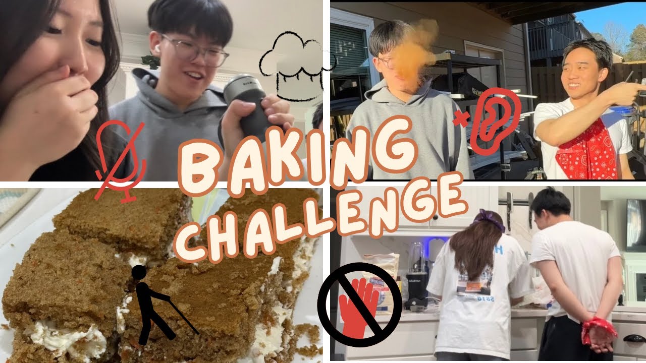 Baking but make it Asian (hectic) | blind, mute, deaf, no hands baking challenge | 